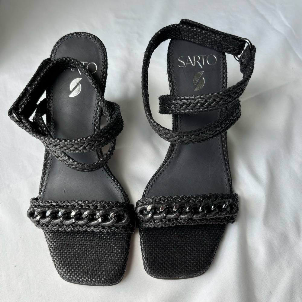 New Franco Sarto Black Heels Ankle Wrap